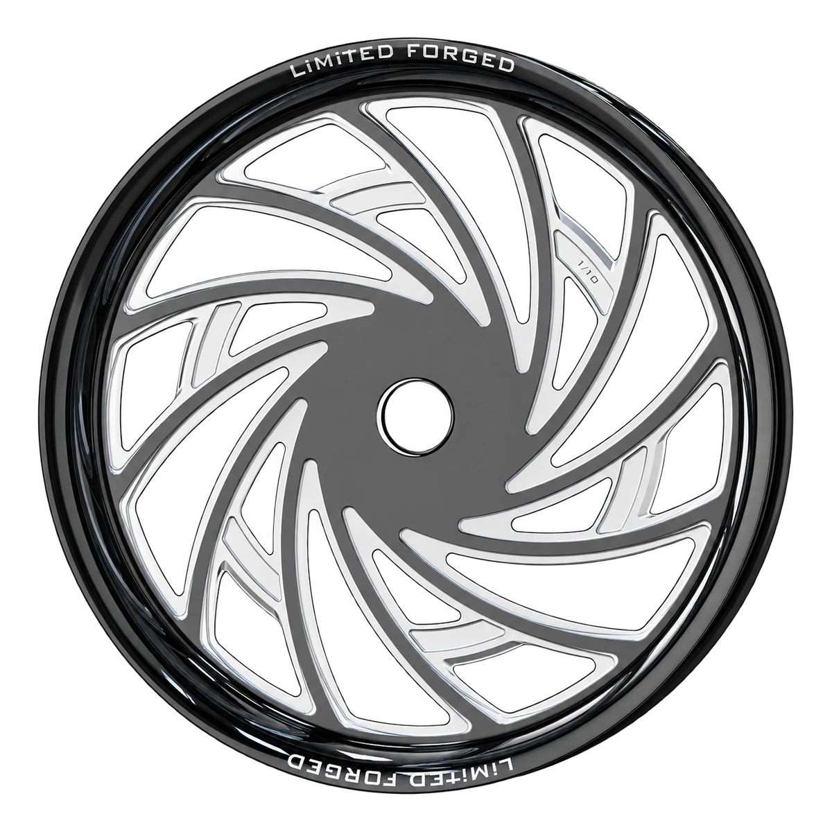 LFWM-001 motorcycle wheel, Black & Machined finish, original design