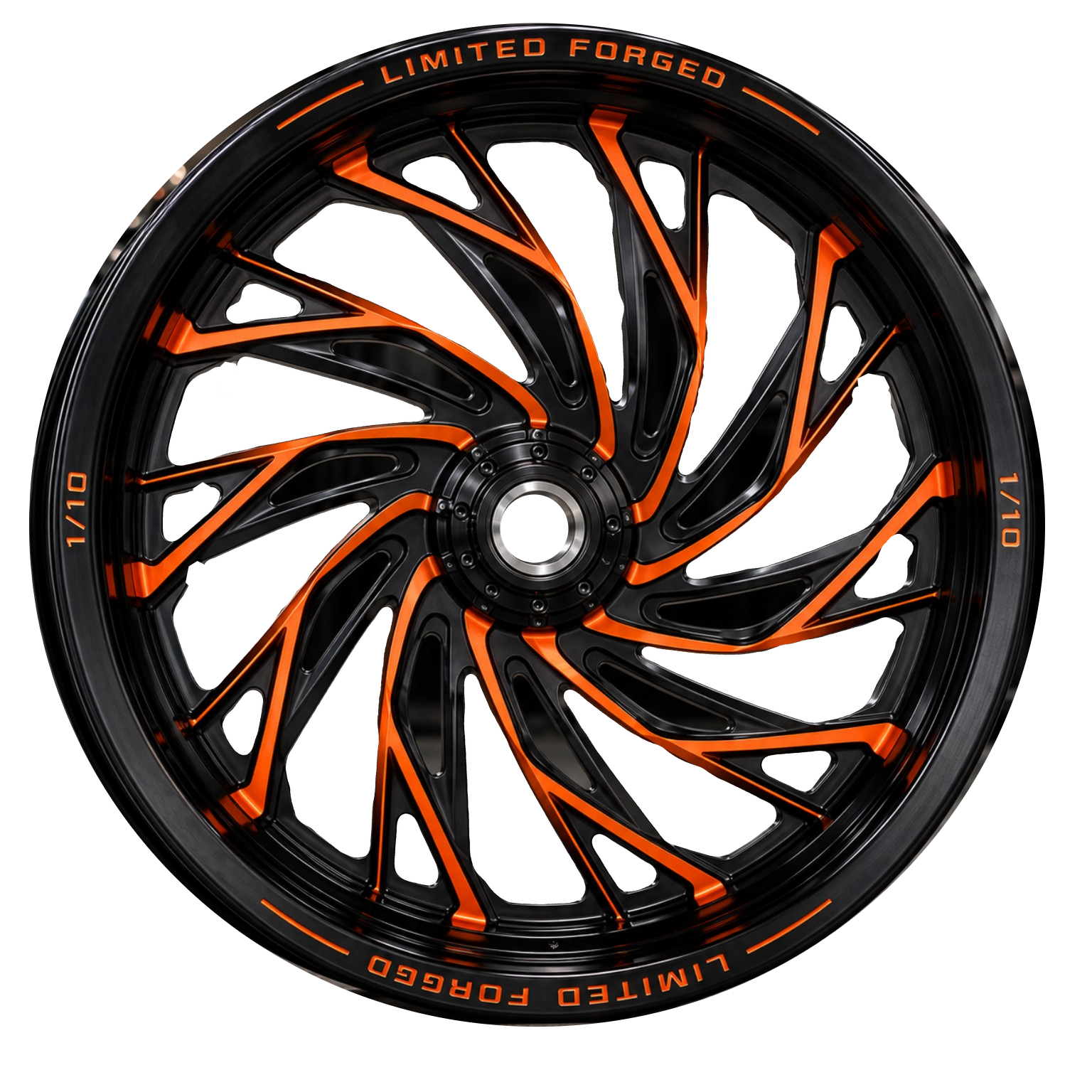 LFWM-010 motorcycle wheel, black & orange
