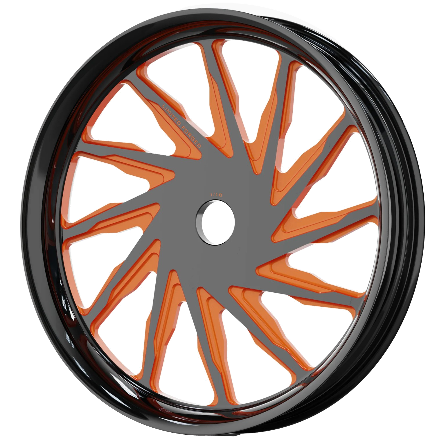 LFWM-007 motorcycle wheel with orange accents