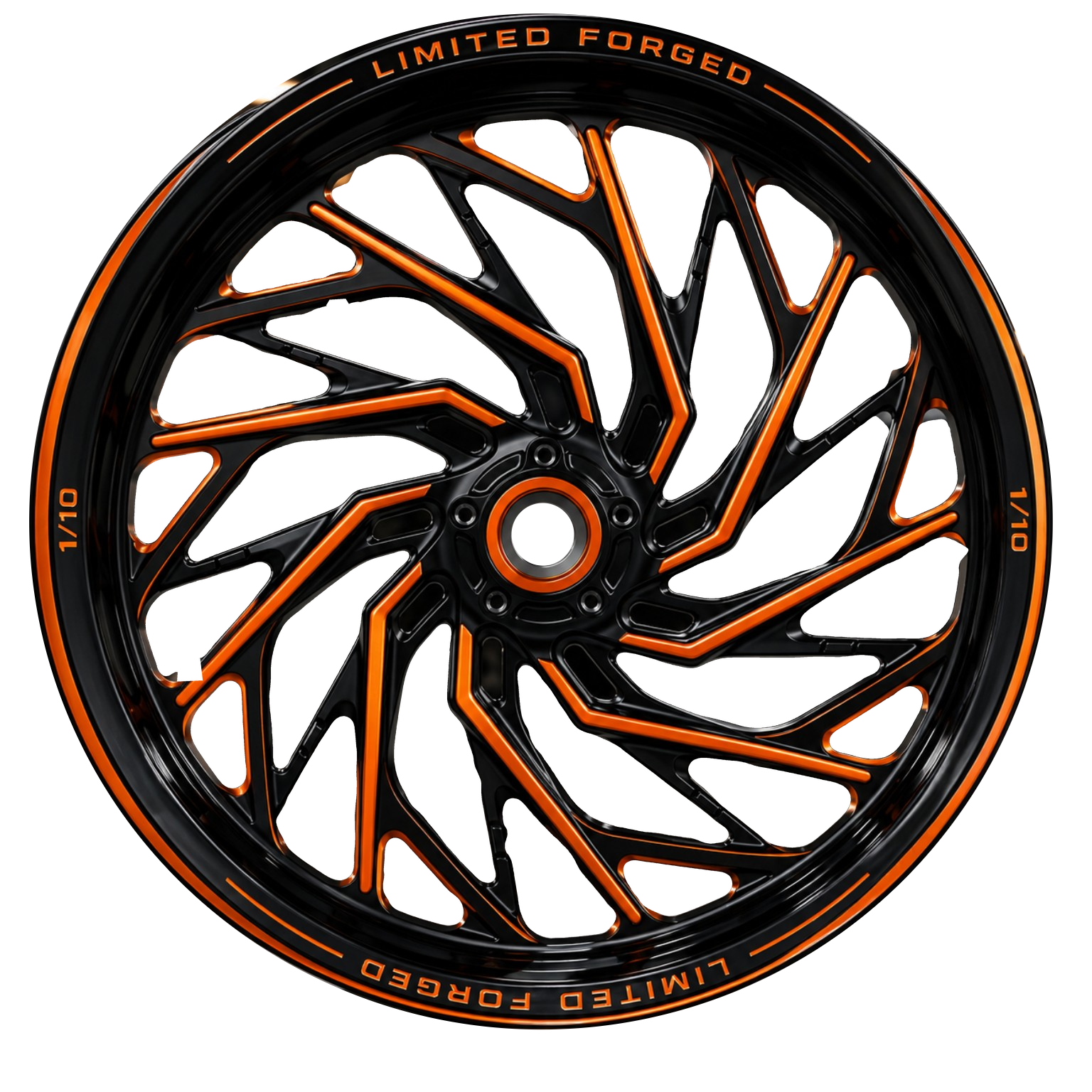 LFWM-009 motorcycle wheel, black & orange