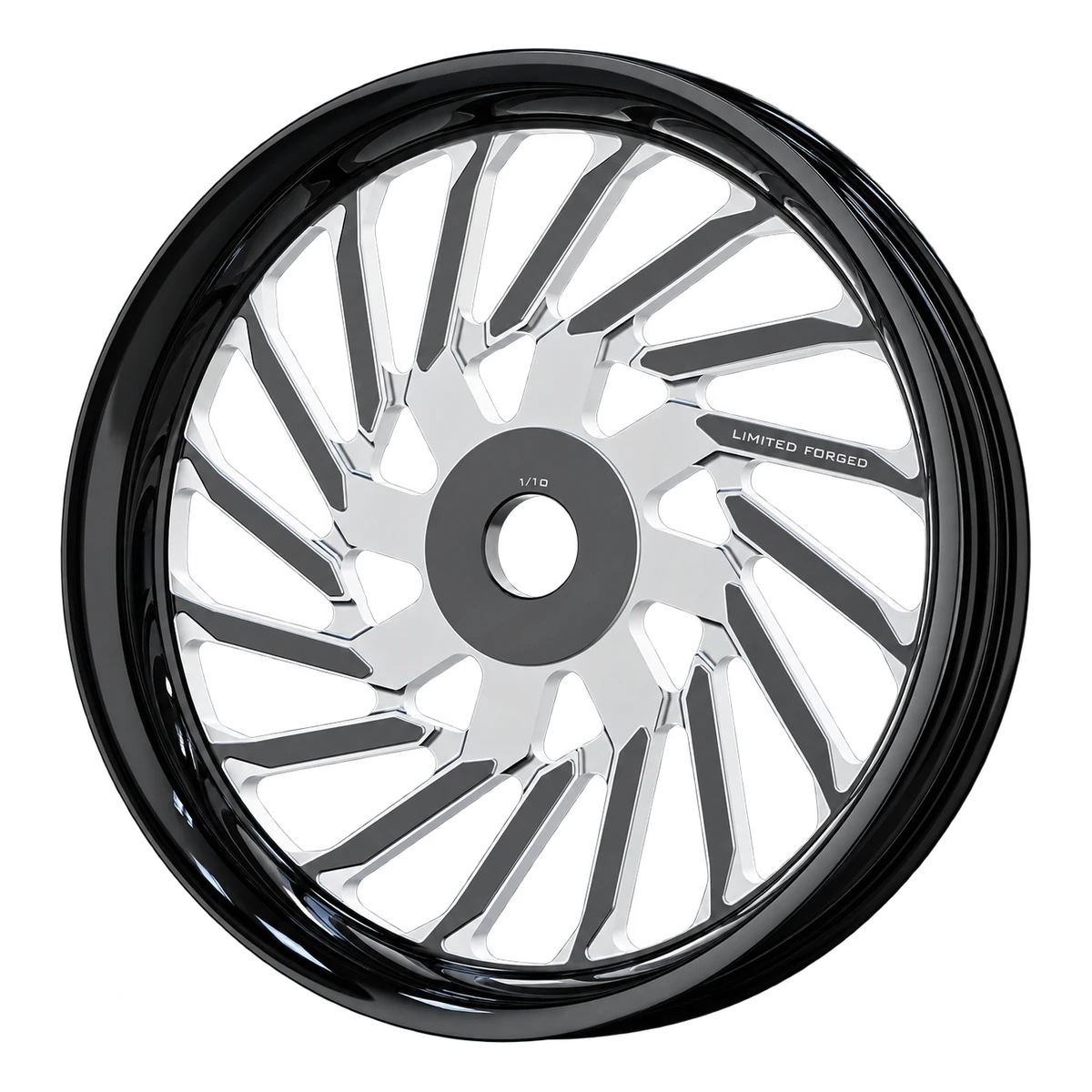 LFWM-005 motorcycle wheel, Black & Machined finish, original design